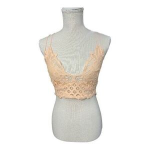 Free People Intimately FP Adella Longline Bralette Size L Soft Salmon Lace Cami